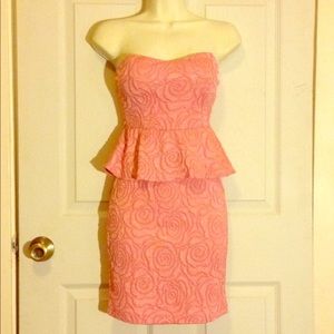 NWT Rue 21 strapless pink rose print dress